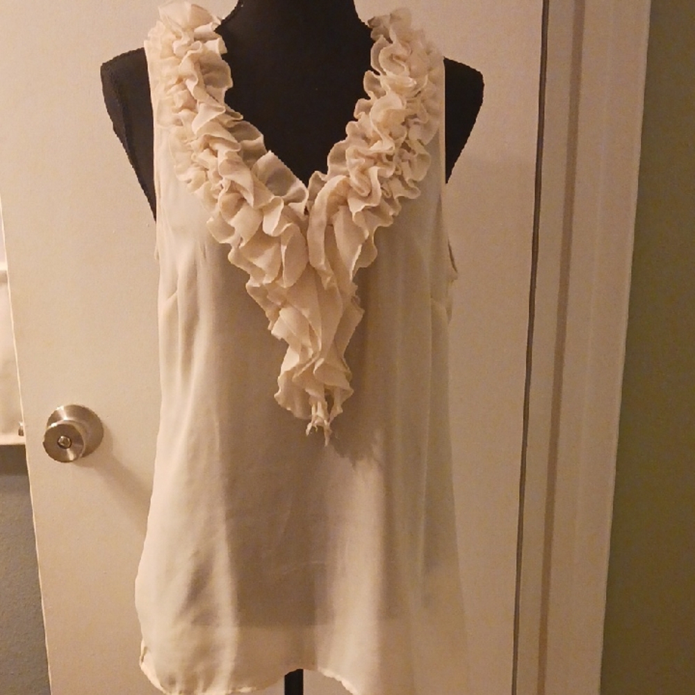 SPECIAL 2/$25 Elegant Cream Ruffled Women's Top